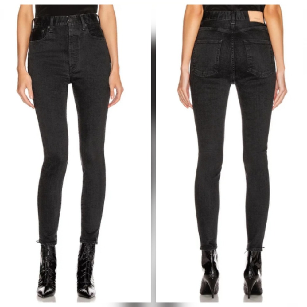 Moussy Vintage Womens High Rise Skinny Jeans Black Size 28 Japanese denim